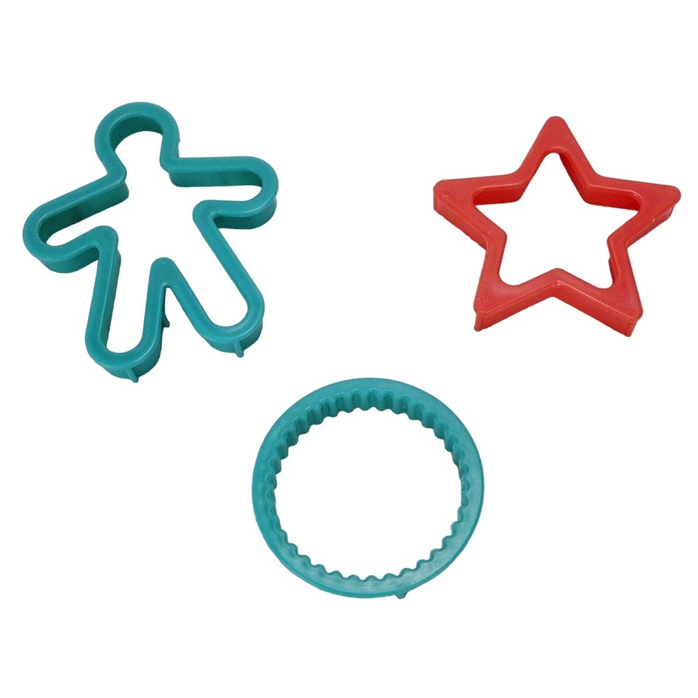 Set of 3 Vintage Modeling Clay Plastic Cookie Cutters Star Person Circle